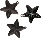 Decoris Kersthanger Sterren - 6 stuks - Zwart - 7 cm - Kunststof