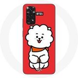 Maniacase Hoesje voor Xiaomi Redmi Note 11 4G BTS Bangtan Boys BT21 RJ van Jin Rode Achtergrond