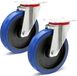 Wiltec Set de 2 roues pivotantes, roues de transport, non freinées, diamètre 200 mm, jusqu'à 350 kg par roue, avec roue en plastique et plaque de montage, fonctionnement silencieux