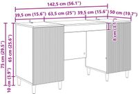 vidaXL Bureau met plank Betongrijs 142,5 x 50 x 75 cm Bewerkt hout