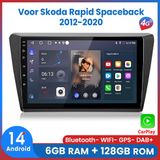 Awesafe Autoradio 6GB+128GB met Carplay en Android auto - Geschikt Voor Skoda Rapid Spaceback 2012 t/m 2020