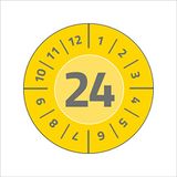 Avery Zweckform 80 teststickers met jaarnummer 2024 (stevig, sterk zelfklevend, Ø 30 mm, teststickers, beschrijfbare zegel van vinyl kleeffolie) art. 6944-2024, geel