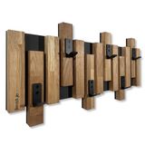 Kledinghaken, Eiken Design Kledinghaken Wandkapstok Lamellen Panelen Zwart Modern Natuur 60 cm