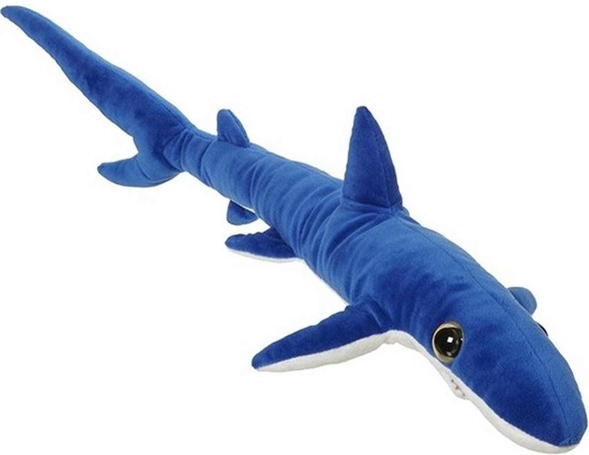 Nature Planet Pluche grote blauwe haai knuffel XL 110 cm - Blauw