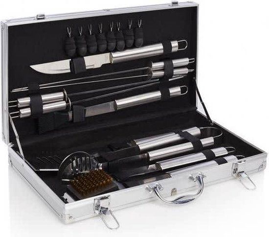 Leopold Vienna Grillkoffer - 18-delig - Zilver