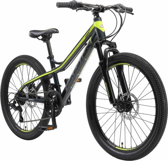 Bikestar Hardtail MTB - 24 inch - Zwart/Groen - 21 Versnellingen