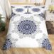 Ensemble de housse de couette, style bohème, motif paisley, bleu marine et blanc, 200x200 cm, comprenant 2 taies d'oreiller