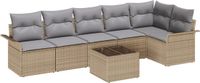 vidaXL Tuinbank Set Beige Polyrattan 7-delig