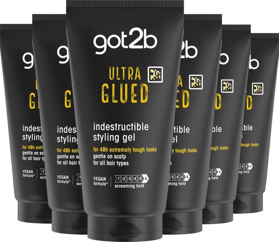 Got2b Ultra Glued Gel - Haargel - Haarstyling - Extreme Hold - 48u Hold - Voordeelverpakking - 6 x 150 ml