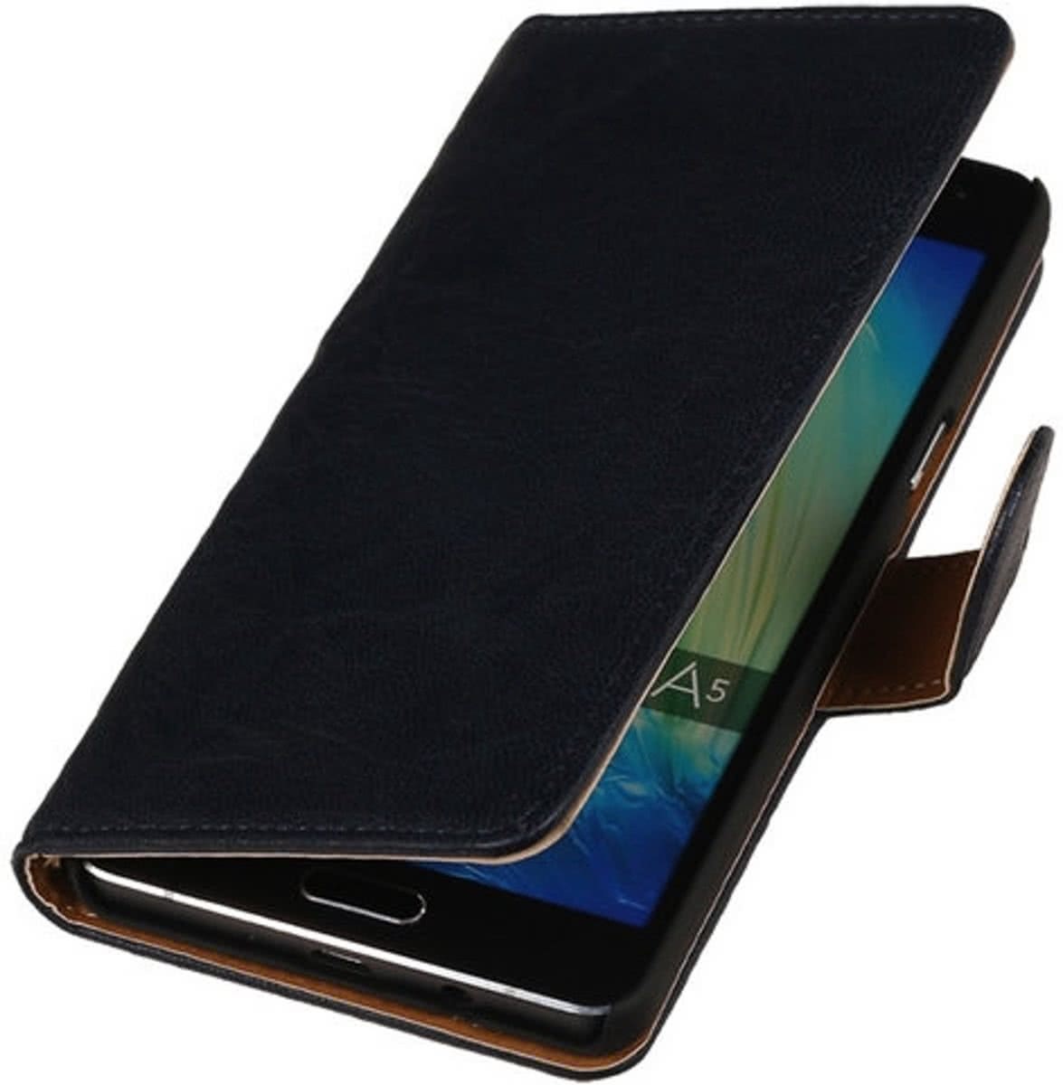 Best Cases Donker Blauw Echt Leer Booktype Samsung Galaxy J1 2015 Wallet Cover Hoesje Gratis verzending Gratis retourneren Bescherm uw telefoon