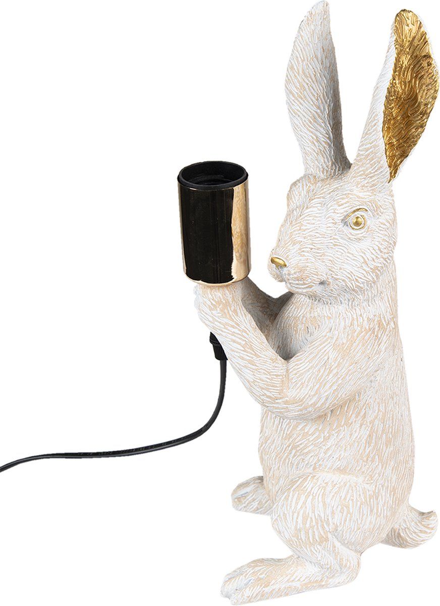 Clayre & Eef Tafellamp Konijn 36 cm Wit Kunststof