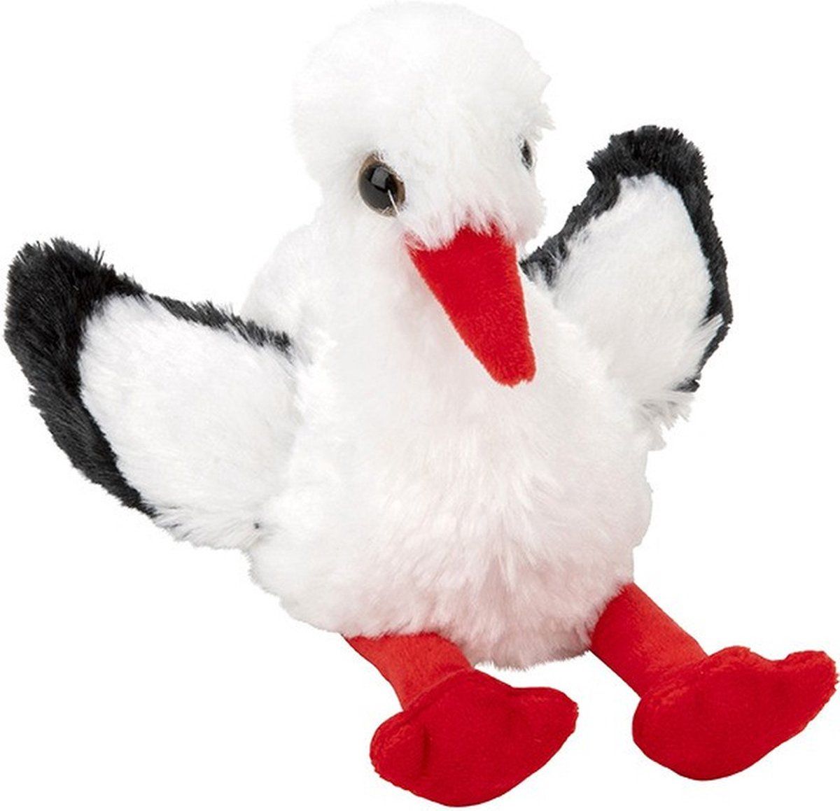 Nature Planet Pluche knuffel Ooievaar 13 cm - Dieren knuffelbeesten voor kinderen of decoratie