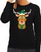 Bellatio Decorations Foute kersttrui - sweater - Rudolf het rendier met zwarte kerstmuts - rood - voor dames - Kersttruien - vrouwen L