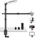 NEEWER TL253A+DS001 Tafelcamerastatief met 2 telescopische armen, telefoonhouder, kogelkoppen, schroefadapter, tafellampstandaard voor camera, mobiele telefoon, webcam, ringlamp