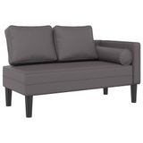 VidaXL Chaise longue met kussens kunstleer grijs