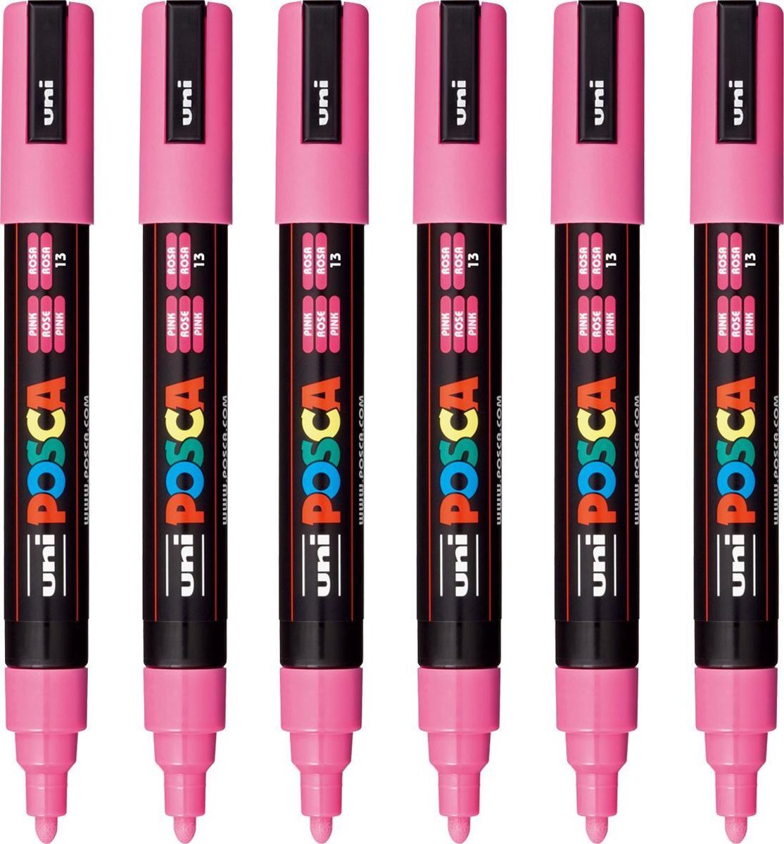 Posca Stiften PC-5M Medium Tip - verfstiften - Roze - 6 stuks