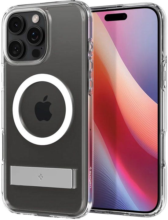 Spigen Ultra Hybrid S MagFit - Hoesje Geschikt voor Apple iPhone 16 Pro Max - Compatibel met MagSafe - Back Cover met Air Cushion - Uitklapbare Standaard - Frost Zwart