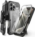 SUPCASE Unicorn Beetle Pro Hoesje Geschikt voor Apple iPhone 16 Pro Max - Stofdichte Case met Ingebouwde Screenprotector - Full Protect valbescherming - Met Holster en Kickstand Grijs