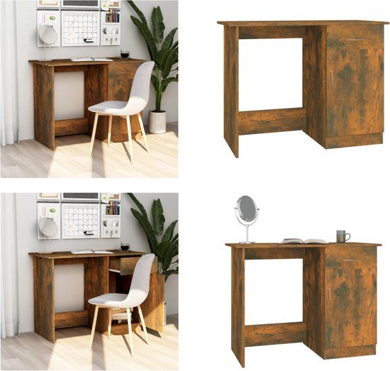vidaXL Bureau 100x50x76 cm bewerkt hout gerookt eikenkleurig