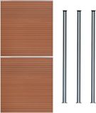MonsterShop Composiet schuttingset met led-palen - bruin - 185x353 cm