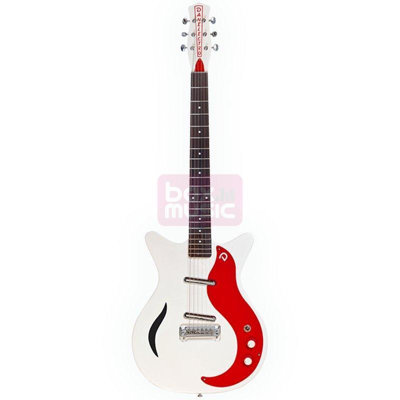 Danelectro 59 M Spruce F hole RedWhite Pearl elektrische gitaar