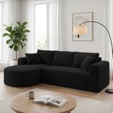 COMHOMA Modulaire Hoekbank 263 cm Corduroy L-vorm Slaapbank Zwart