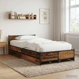 vidaXL Bedframe met Hoofdbord Oud Hout 80 x 200 cm