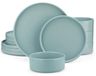 Service 12-delig set Céramique Motif géométrique Assiettes et bols ronds Style moderne Bleu