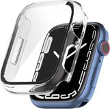 Merkloos / Sans marque Apple Watch 7/8/9 45MM Hoesje TPU + Tempered Glass Zwart/Transparant
