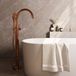 Brauer Copper Edition Robinet de bain sur pied - douchette ronde 3 jets - 2 poignées lisses - PVD - cuivre brossé