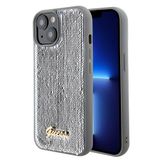 Guess CG MOBILE Guess GUHCP15SPSFDGSS Hoesje voor iPhone 15 6,1 inch Zilver Hard Case Sequin Script Metaal
