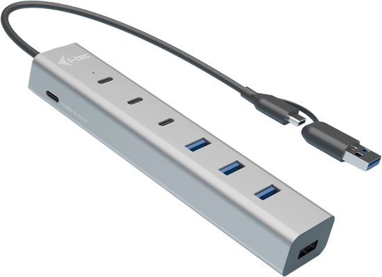 i-tec CAHUBMETAL7 USB-hub 4 + 3 poorten USB-A, USB-C USB 3.1 Gen1 5 GBit/s Grijs