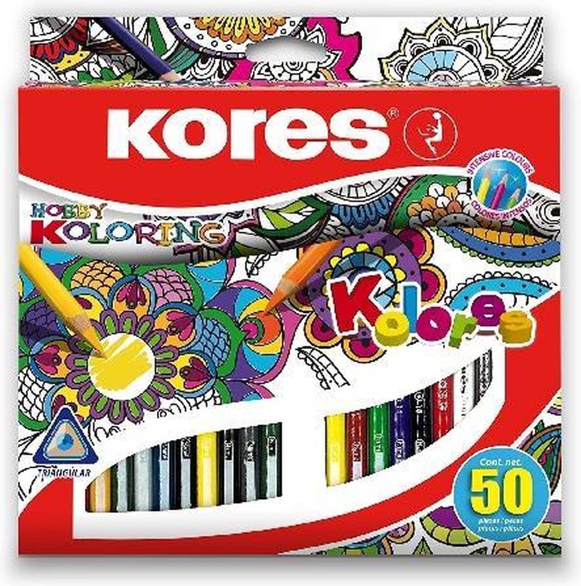 KORES bb93350Crayons de couleur 50couleurs assorties par paquet