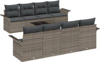 vidaXL Tuinbank Set 9-delig Grijs Polyrattan