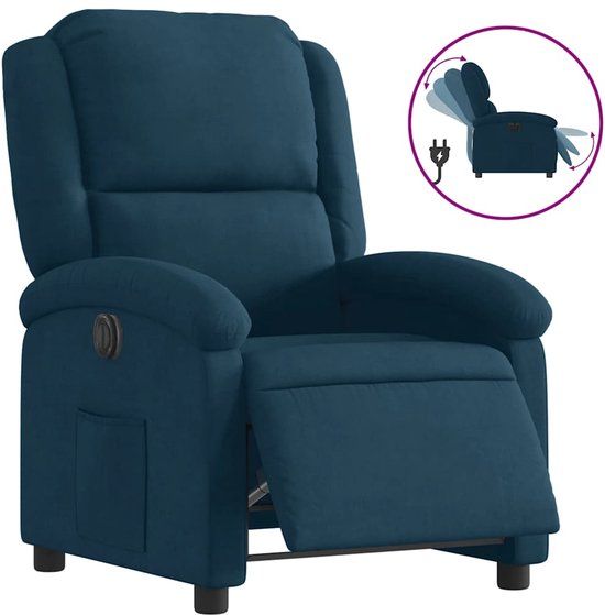 vidaXL Fauteuil elektrisch verstelbaar fluweel blauw
