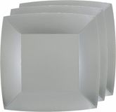 Santex Assiettes à gâteau de fête - argent - 20x - carton - 18 cm - carré