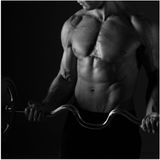 Merkloos / Sans marque Poster - Gespierde Man met Barbell - Zwart Wit - 80x80 cm - Mat Papier