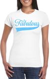 Bellatio Decorations Foute party t-shirt voor dames - Fabulous - wit - glitter - carnaval/themafeest XS