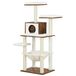 FEANDREA Arbre à chat, tour de jeu de 138 cm, pour animaux de compagnie, niche pour chien, meuble pour chat, plusieurs niveaux, avec poteau griffoir, avec hamac, plateforme, tissu peluche doux, housse lavable, marron rustique