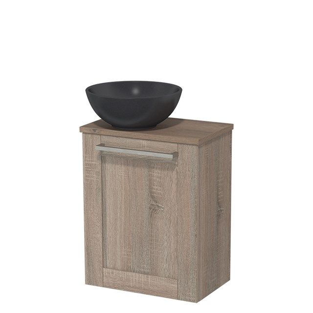 Maxaro Toiletmeubel met Waskom Quartz Modulo Eiken Kader 41 cm Middenbruin Eiken Blad