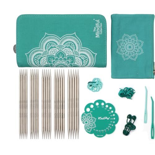 KnitPro Mindful breinaaldenset met dubbele punt - 5 breinaalden met dubbele uiteinden Set van 5 Mindful Compassion-sets voor beginners, professionals en cadeauset