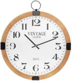 Atmosphera Wandklok/muur klok Vintage - Dia 38 cm - hout - naturel - keuken/kamer/kantoor