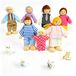 Merkloos Houten poppenhuispoppen - Poppenfamilie - 11-delig - Met beweegbare armen en benen