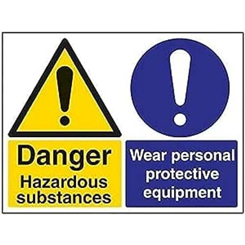 VSafety Gevaar Gevaarlijke Stoffen Waarschuwingsbord - 400mm x 300mm - Rigid Plastic