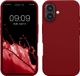 kwmobile hoesje geschikt voor Apple iPhone 16 - Hoesje met siliconen coating - Smartphone case in rabarber rood