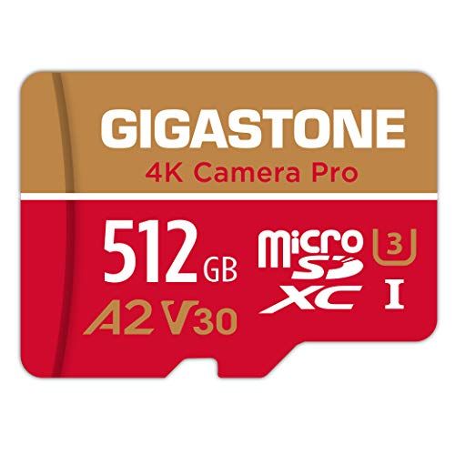 GIGASTONE 512GB micro SD geheugenkaart, 4K Camera Pro, SDXC UHS-I A2 U3 V30