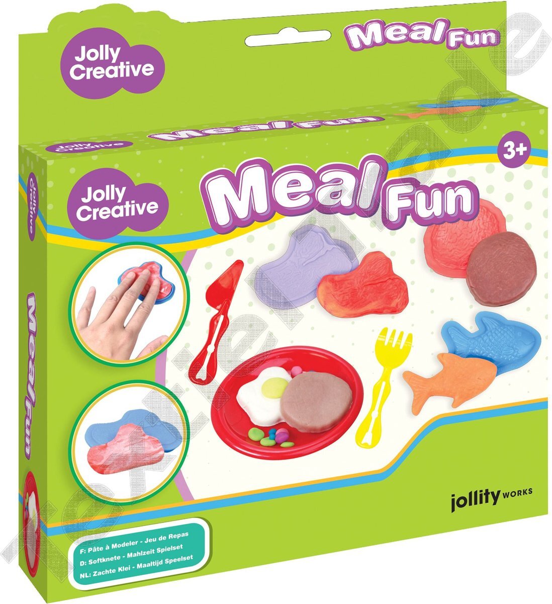 Jolly Creative Jolly Dough Meal Fun - boetseerklei - set ideaal voor onderweg - op reis - geschenkje - bedankje