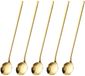 Unyqoos® Set de 5 cuillères à expresso en acier inoxydable avec long manche pour café, thé et desserts couleur or