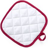 Merkloos / Sans marque Pannenlap - wit/rood - 17 x 17 cm - Koken - Pannenlappen - ophanglus
