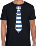 Bellatio Decorations Verkleed shirt voor heren - stropdas Griekenland - zwart - supporter - themafeest S